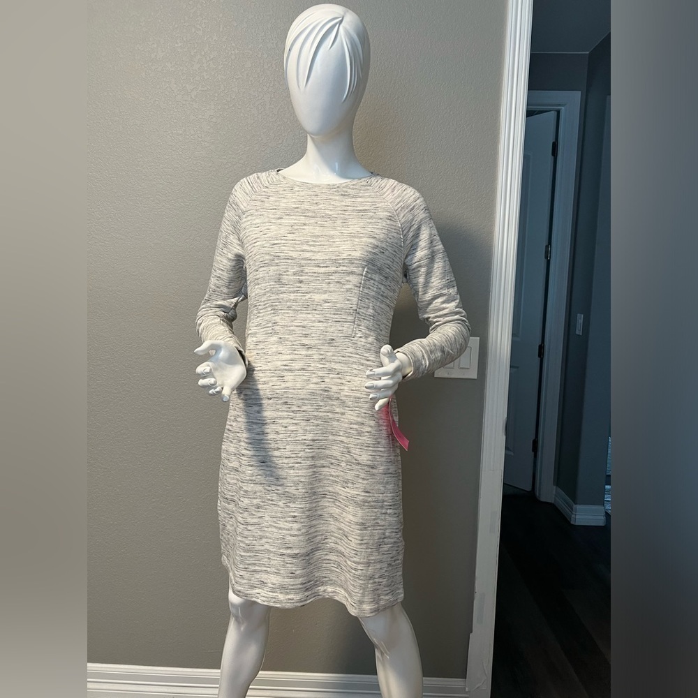 NWT Betsey Johnson heather gray front pocket long sleeve dress Size S
